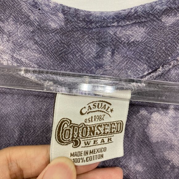 Cottonseed Casual Medium Gray Purple Tie Dye Fish Boho Gauzy Cotton Blouse - Picture 2 of 10